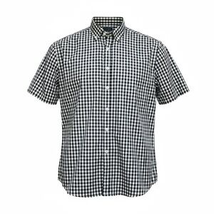 Club Room Mens Navy White Gingham Button Short Sleeve Button Down Shirt Size XXL